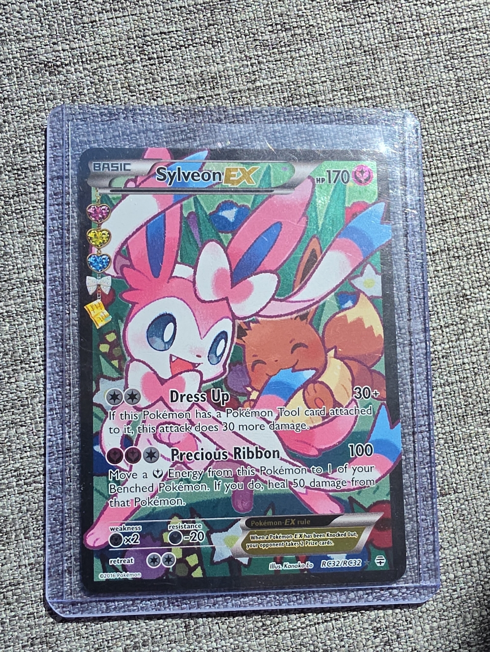 Pokemon Sylveon EX Pink and Blue Holo Trading Card